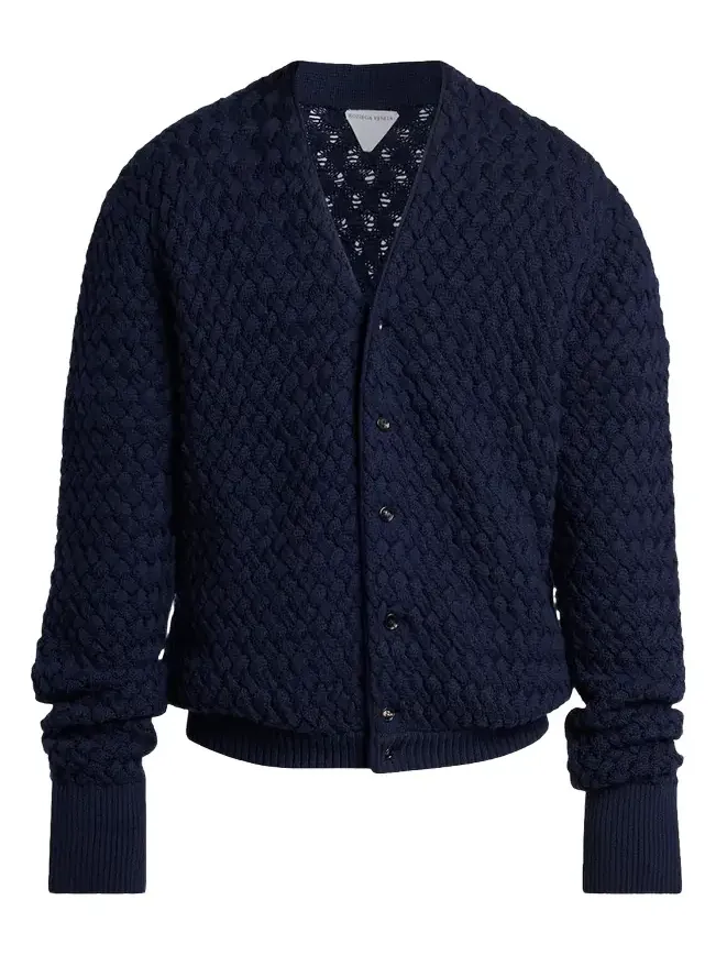 Men's Intrecciato Wool Knit Cardigan Men's Intrecciato Wool Knit Cardigan