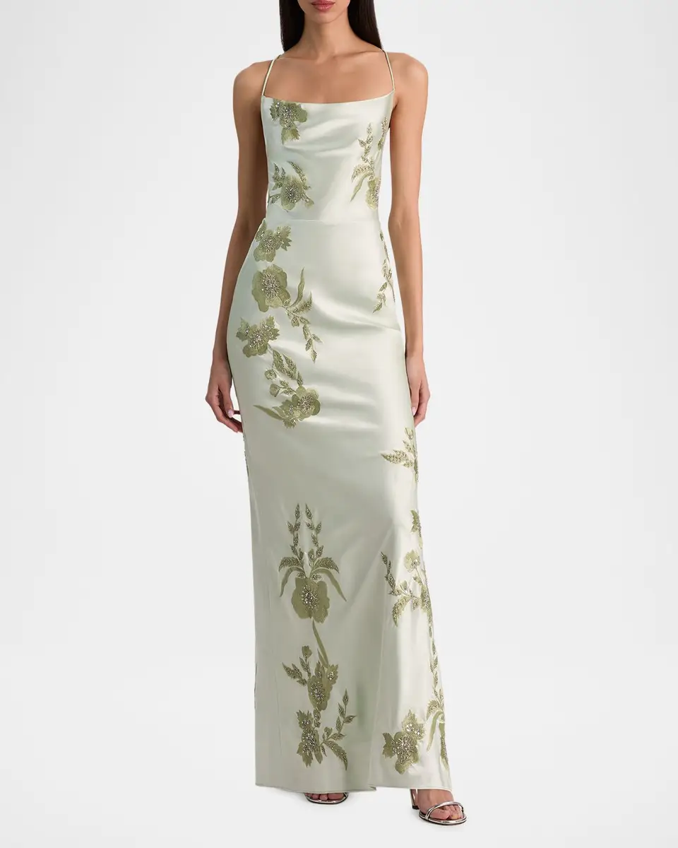 Alice + Olivia Montana Floral-Embellished Cowlneck Maxi Dress | Thumbnail 2 Alice + Olivia Montana Floral-Embellished Cowlneck Maxi Dress | Thumbnail 2