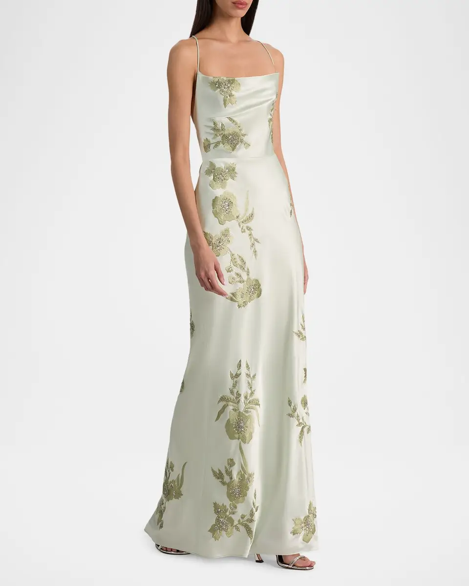 Alice + Olivia Montana Floral-Embellished Cowlneck Maxi Dress | Thumbnail 4 Alice + Olivia Montana Floral-Embellished Cowlneck Maxi Dress | Thumbnail 4