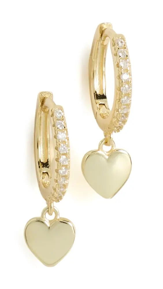 Shashi Heart Drop Pave Huggie Earings | Thumbnail 5