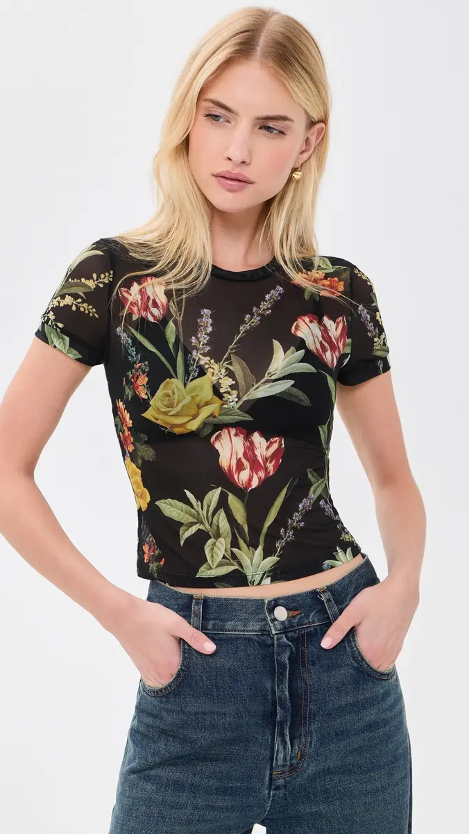 Alice + Olivia Tess Crew Neck Tee | Thumbnail 2 Alice + Olivia Tess Crew Neck Tee | Thumbnail 2