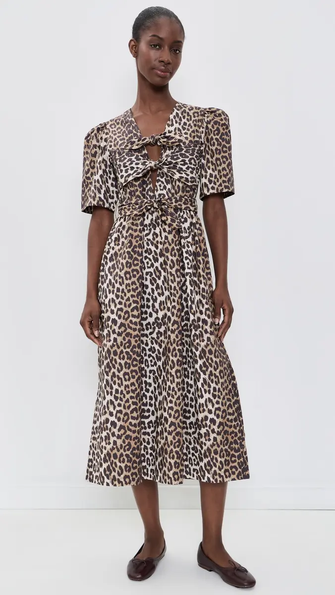 Ganni Printed Cotton Tie Strap Midi Dress | Thumbnail 2 Ganni Printed Cotton Tie Strap Midi Dress | Thumbnail 2