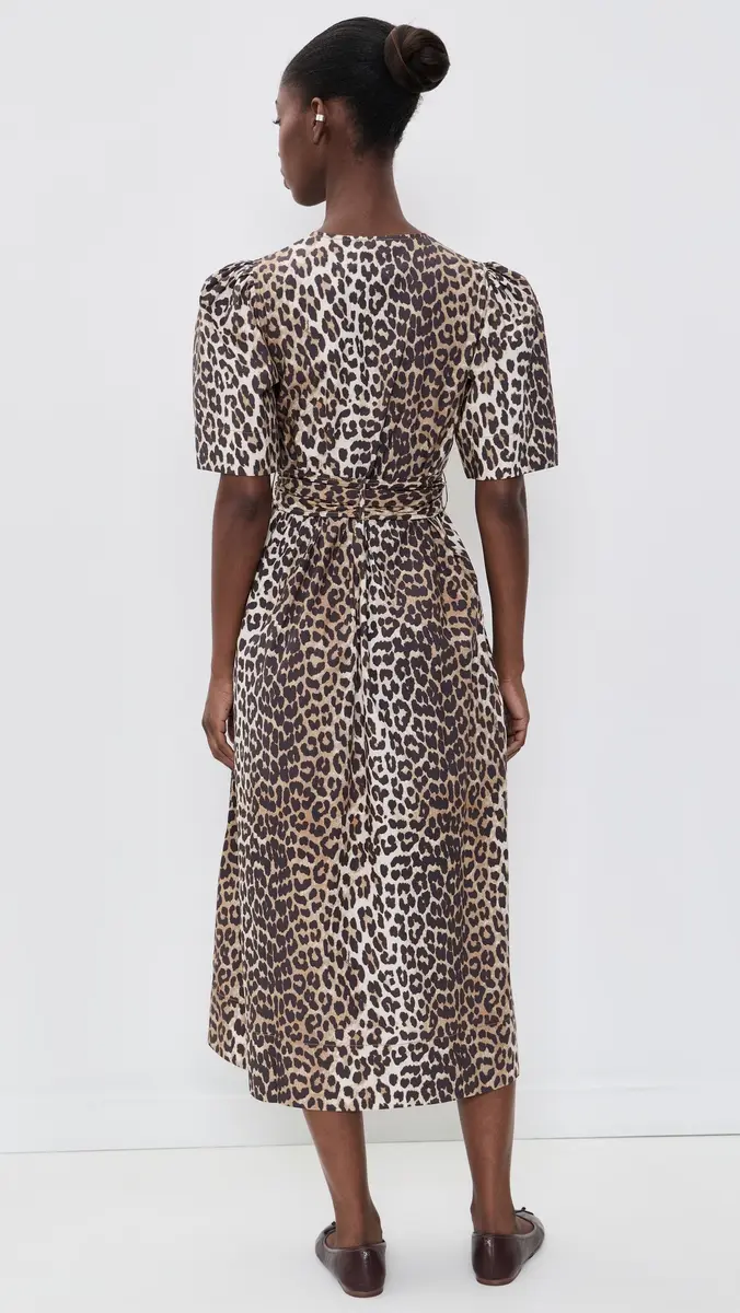 Ganni Printed Cotton Tie Strap Midi Dress | Thumbnail 3 Ganni Printed Cotton Tie Strap Midi Dress | Thumbnail 3