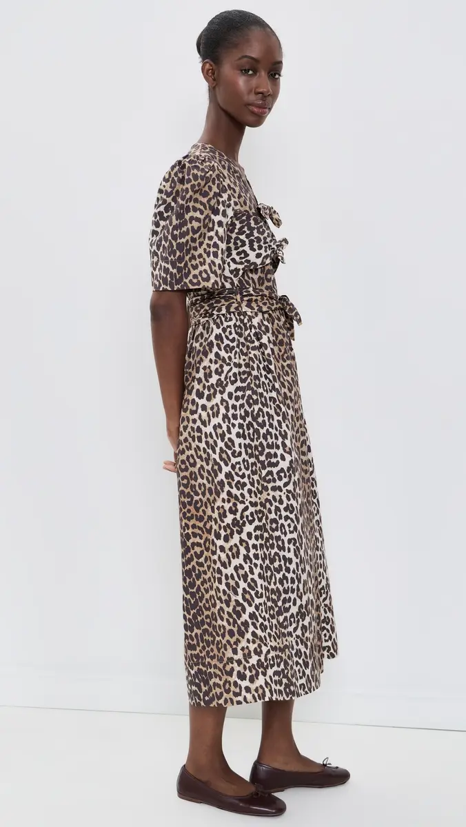Ganni Printed Cotton Tie Strap Midi Dress | Thumbnail 4 Ganni Printed Cotton Tie Strap Midi Dress | Thumbnail 4