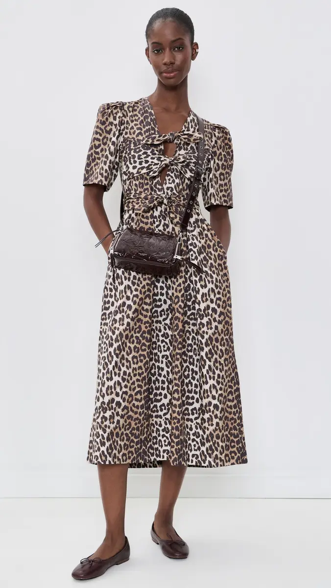 Ganni Printed Cotton Tie Strap Midi Dress | Thumbnail 5 Ganni Printed Cotton Tie Strap Midi Dress | Thumbnail 5