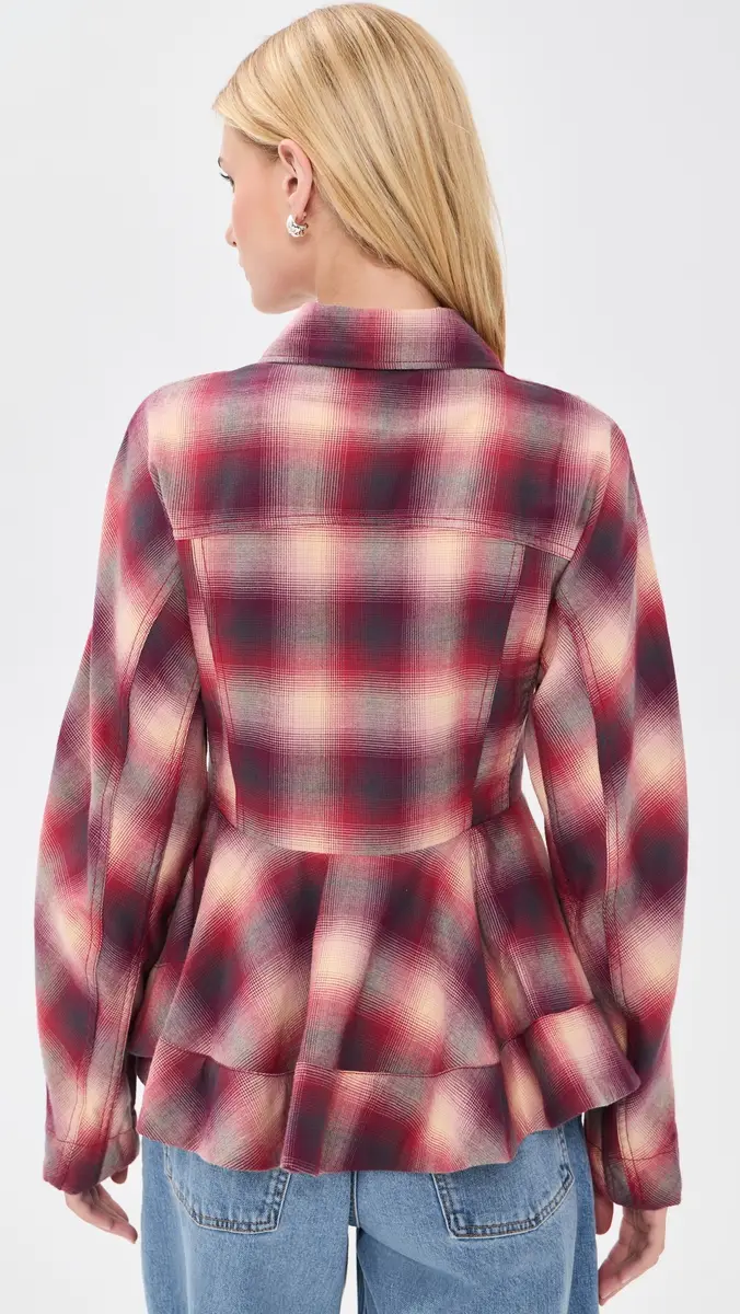 Ganni Cotton Flannel Check Peplum Shirt | Thumbnail 3 Ganni Cotton Flannel Check Peplum Shirt | Thumbnail 3