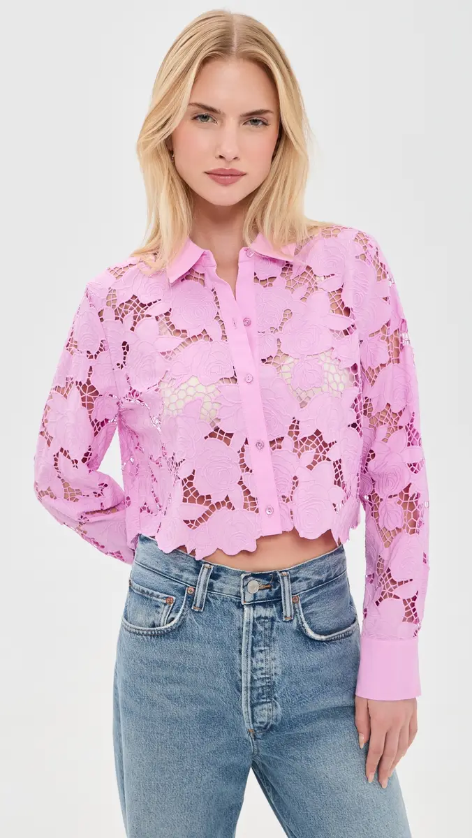 L'Agence Seychelle Cropped Button Down Shirt | Thumbnail 2 L'Agence Seychelle Cropped Button Down Shirt | Thumbnail 2