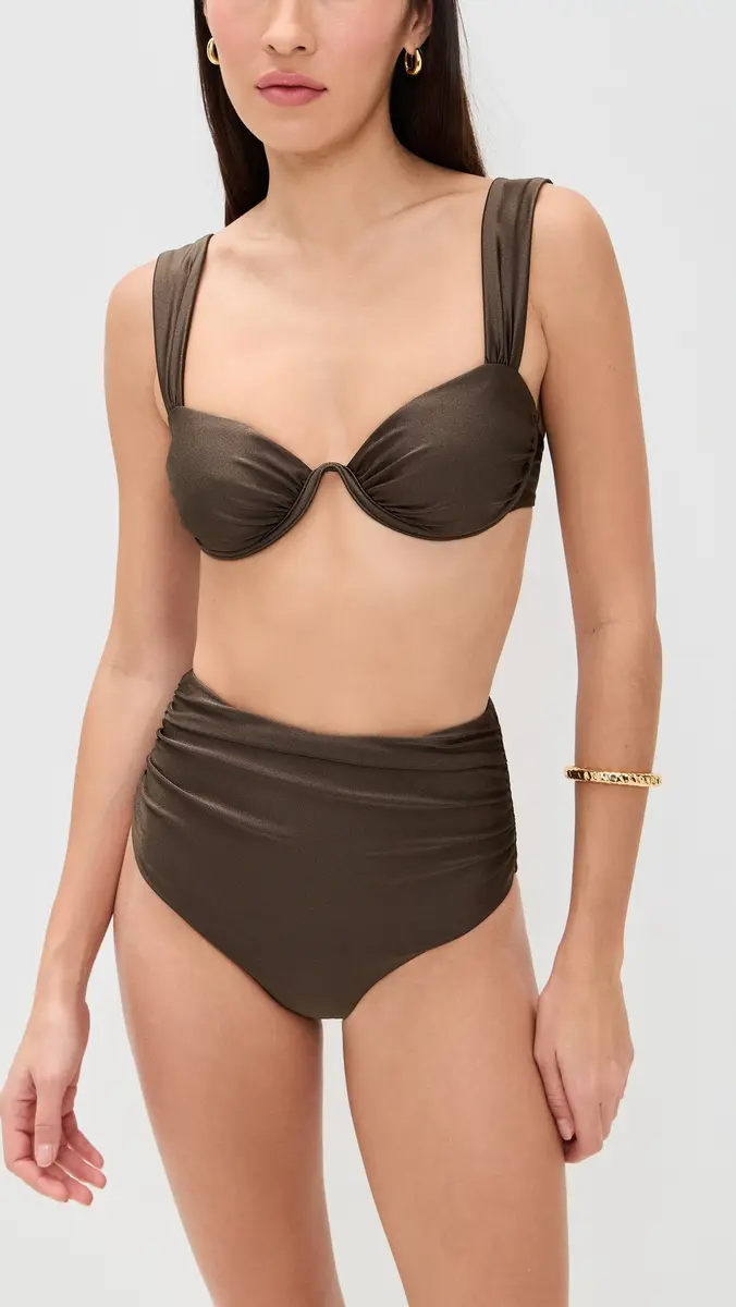 Simkhai Teya High Waisted Ruched Bikini Bottoms | Thumbnail 4 Simkhai Teya High Waisted Ruched Bikini Bottoms | Thumbnail 4