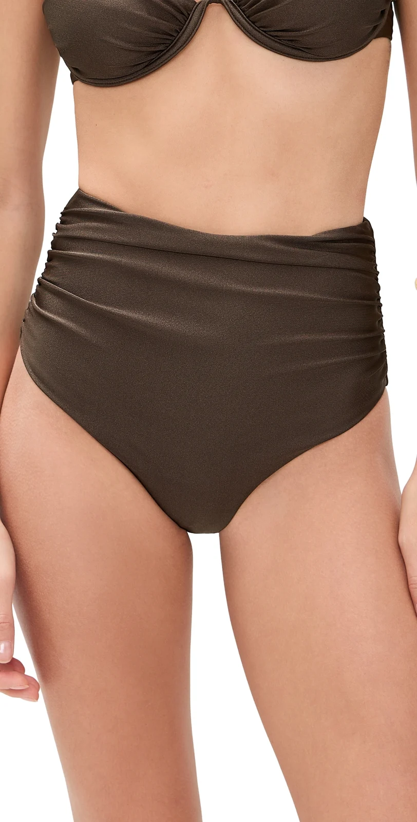 Simkhai Teya High Waisted Ruched Bikini Bottoms