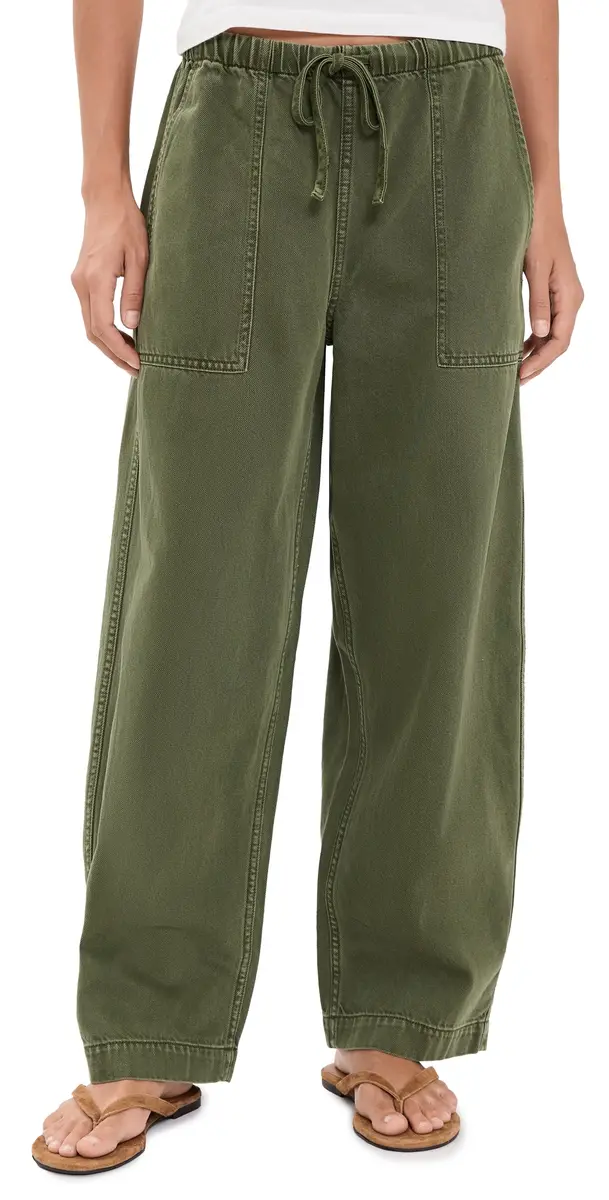 Madewell Pull-On Barrel-eg Utility Pants in Airy Denim Faded Ivy | Image 1 Madewell Pull-On Barrel-eg Utility Pants in Airy Denim Faded Ivy | Image 1