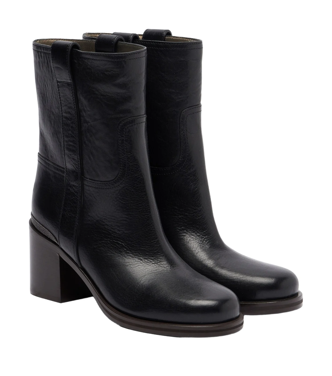 Brunello Cucinelli Monili leather ankle boots