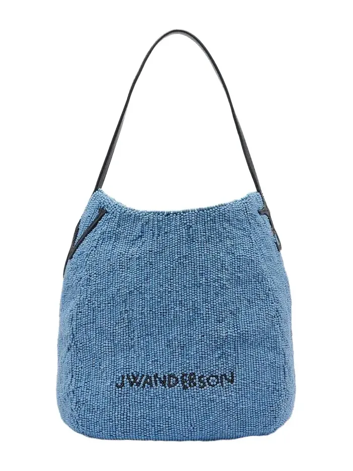 Bulb Small beaded leather-trimmed shoulder bag Bulb Small beaded leather-trimmed shoulder bag