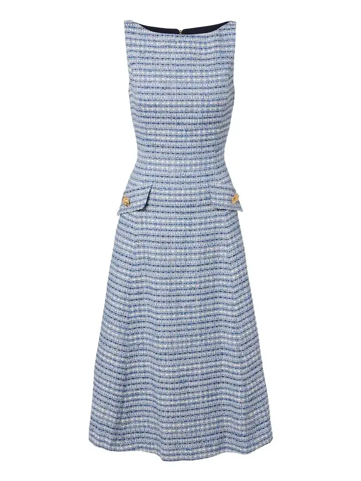 Cotton-blend tweed midi dress
