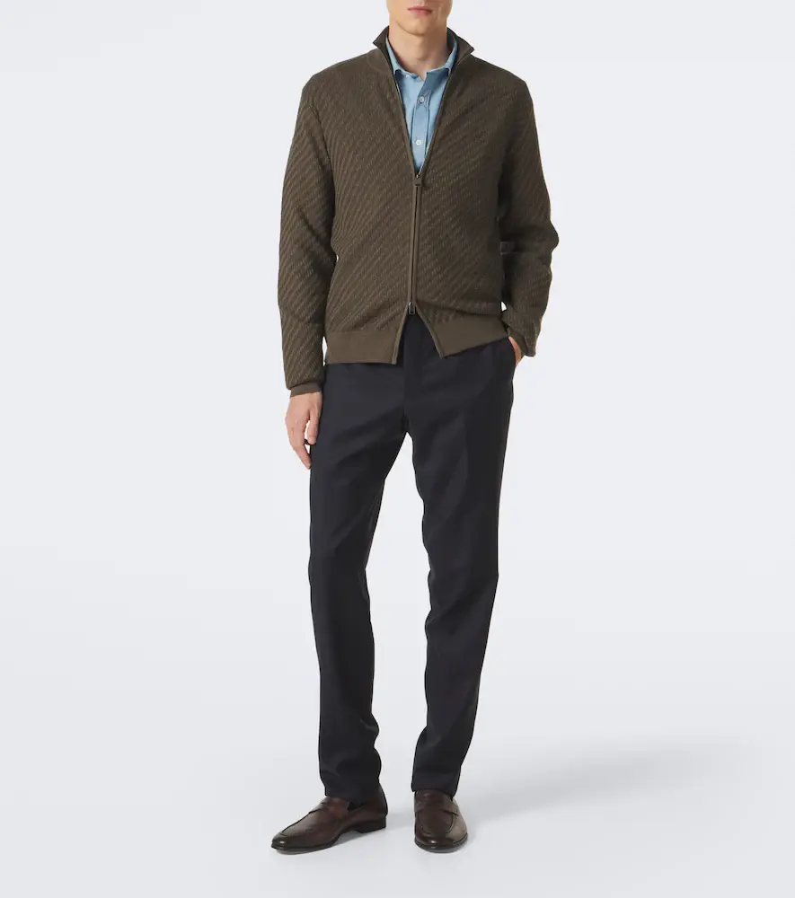 Brioni Jacquard cotton, silk, and cashmere zip-up sweater | Thumbnail 2 Brioni Jacquard cotton, silk, and cashmere zip-up sweater | Thumbnail 2