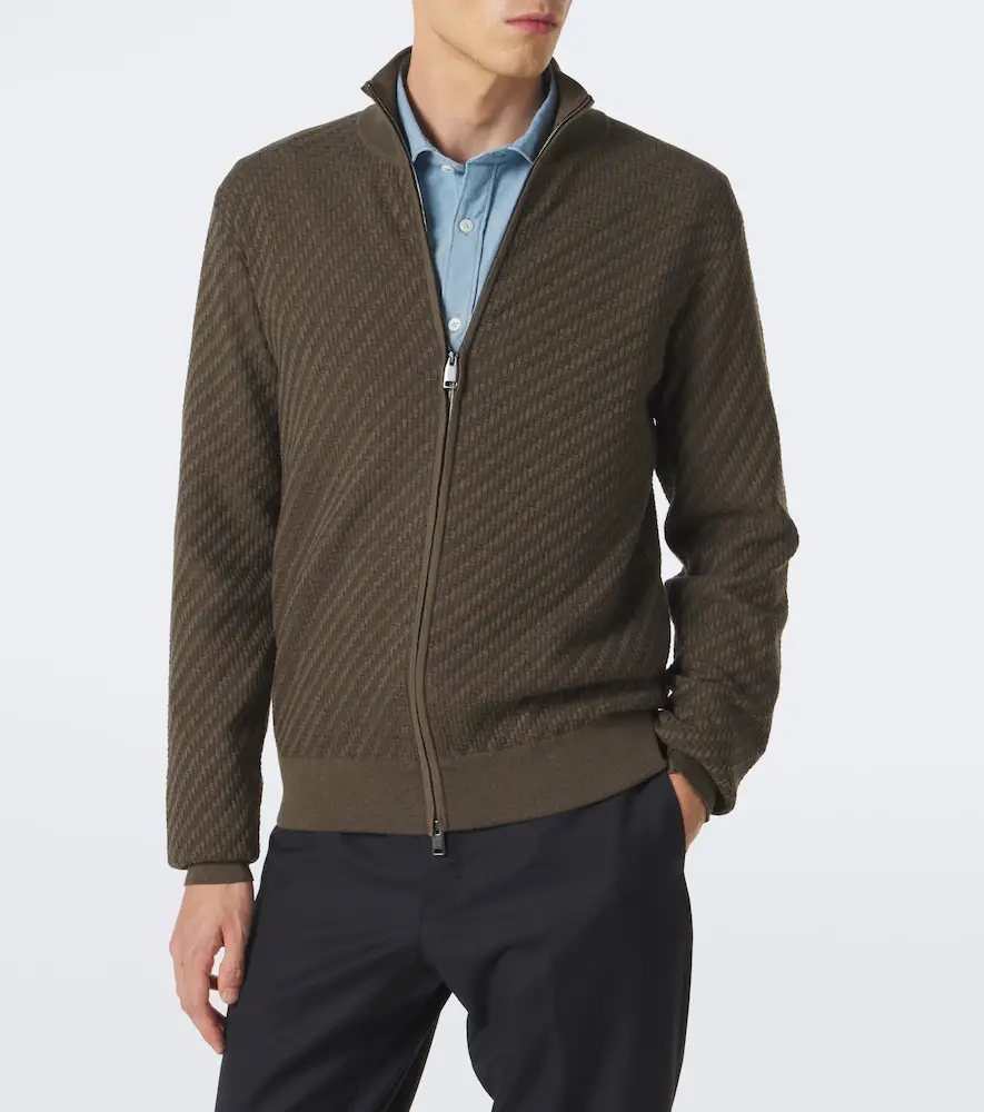 Brioni Jacquard cotton, silk, and cashmere zip-up sweater | Thumbnail 5 Brioni Jacquard cotton, silk, and cashmere zip-up sweater | Thumbnail 5