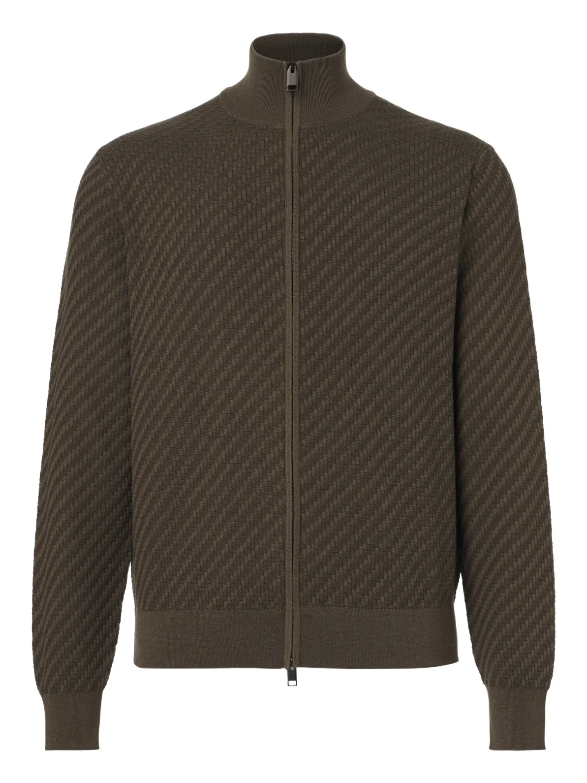 Jacquard cotton, silk, and cashmere zip-up sweater Jacquard cotton, silk, and cashmere zip-up sweater