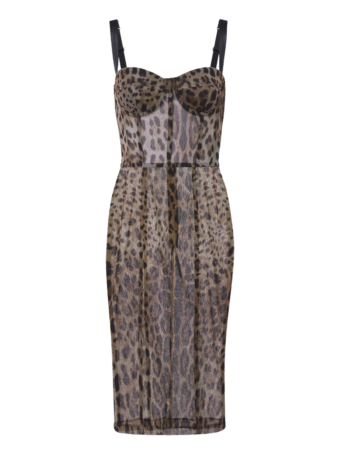 Dolce & Gabbana Leopard-print cotton and silk bustier dress
