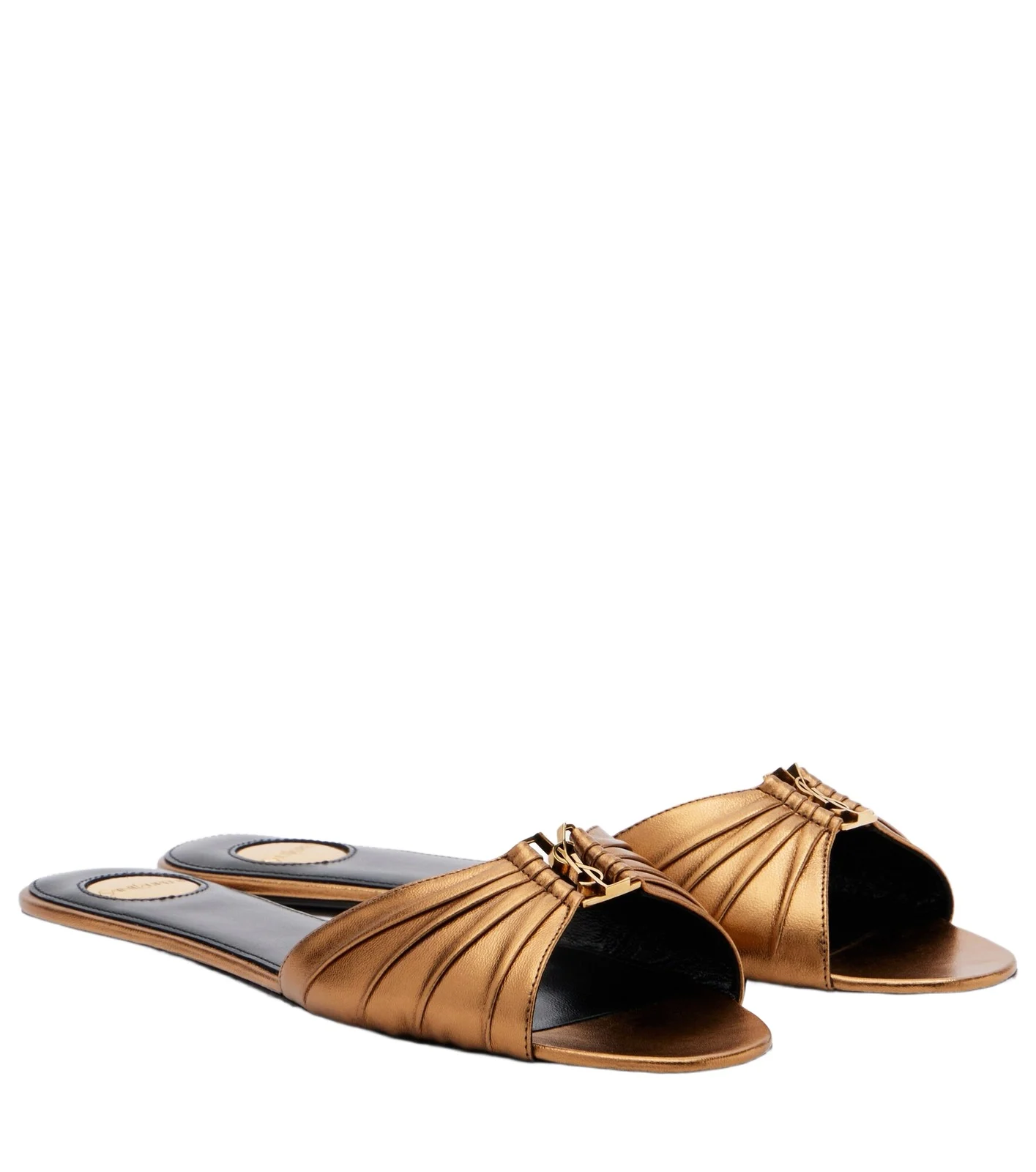 Saint Laurent Babylone metallic leather slides