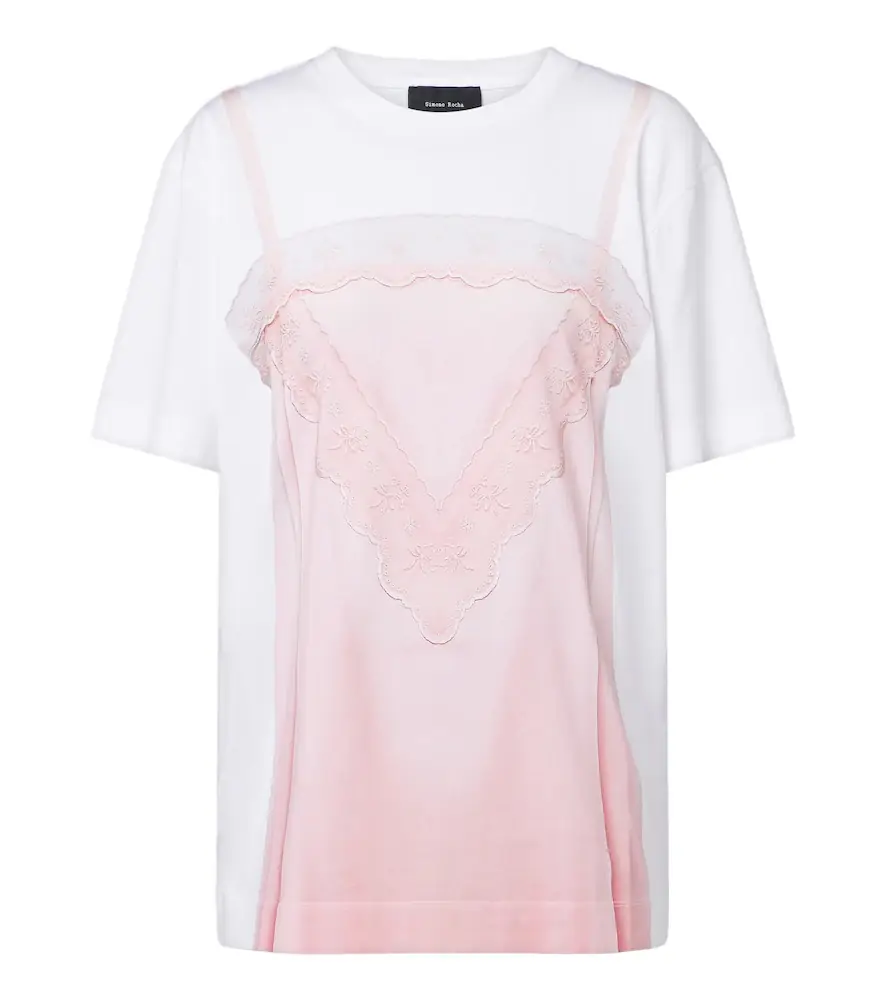 Simone Rocha Trompe l'ail cotton jersey T-shirt | Image 1 Simone Rocha Trompe l'ail cotton jersey T-shirt | Image 1