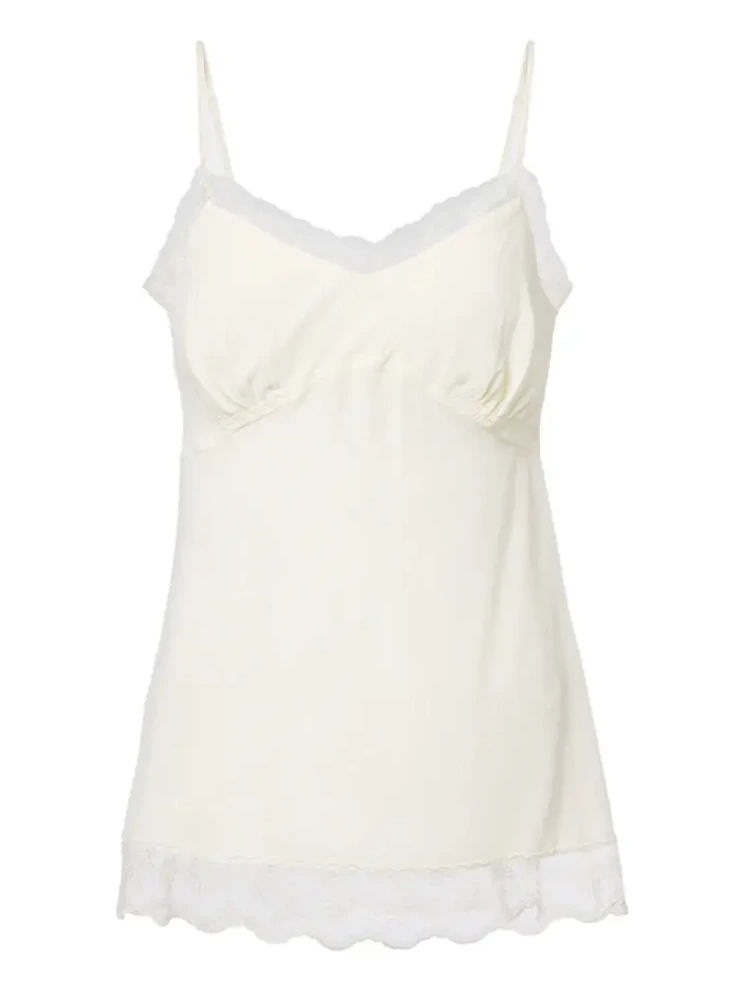 Lace-trimmed crêpe de chine camisole