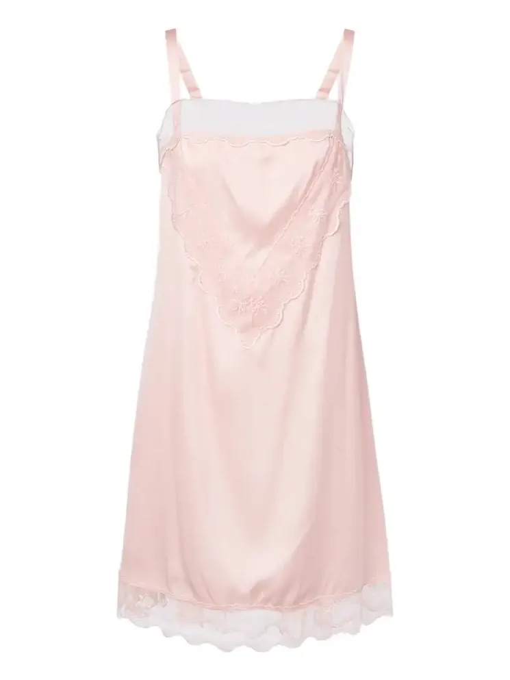 Lace-trimmed satin slip dress