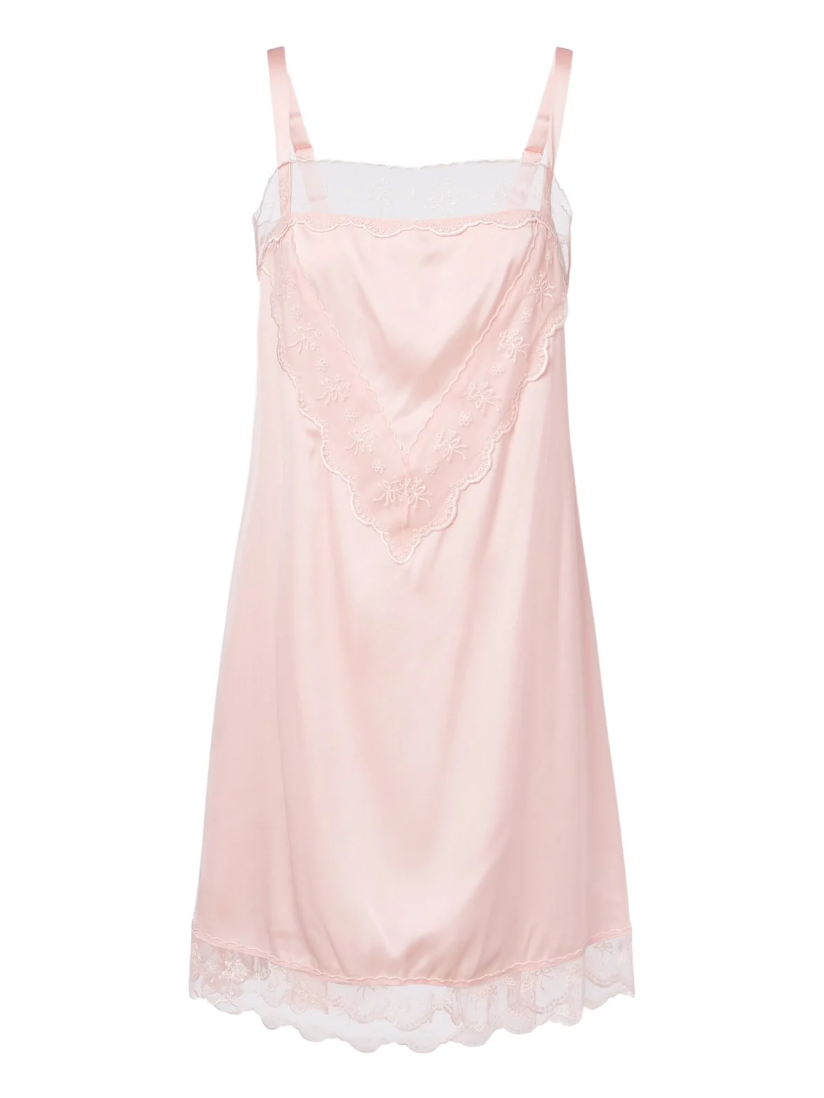 Lace-trimmed satin slip dress