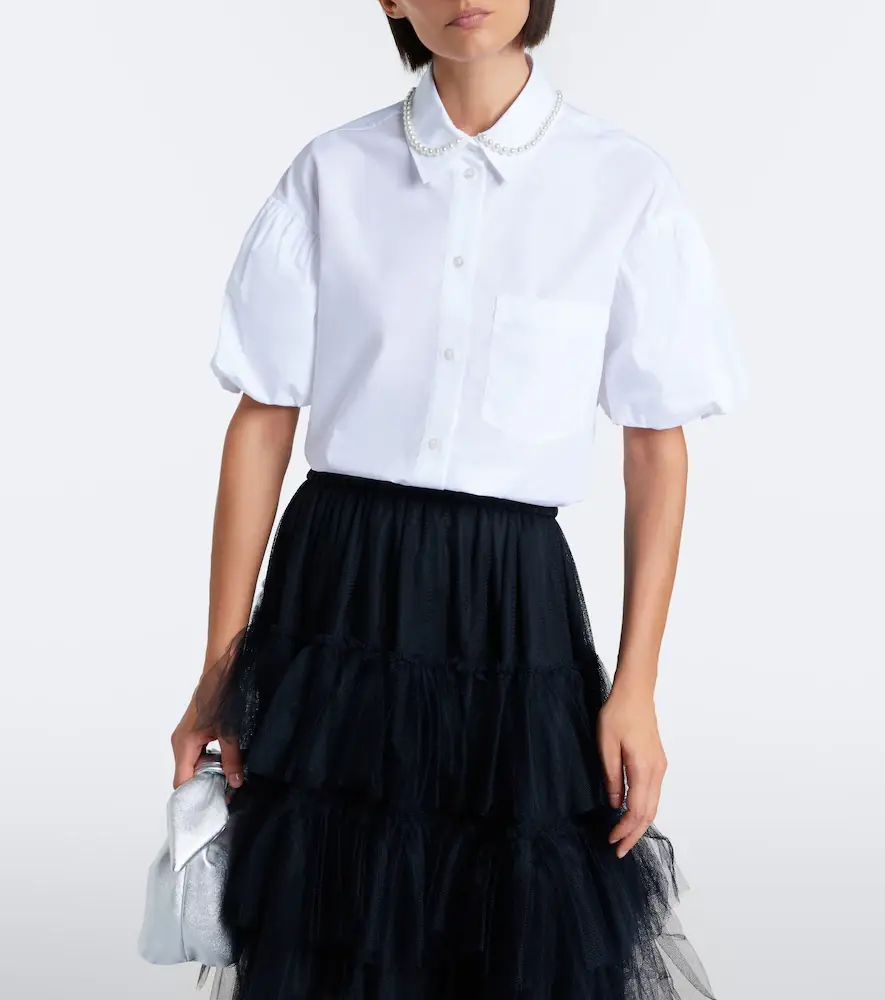 Simone Rocha Embellished scalloped cotton shirt | Thumbnail 4 Simone Rocha Embellished scalloped cotton shirt | Thumbnail 4