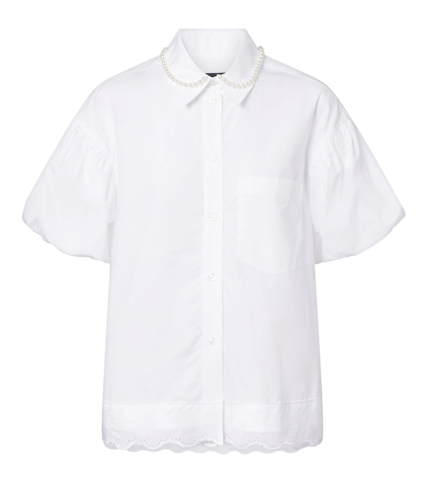 Embellished scalloped cotton shirt Embellished scalloped cotton shirt