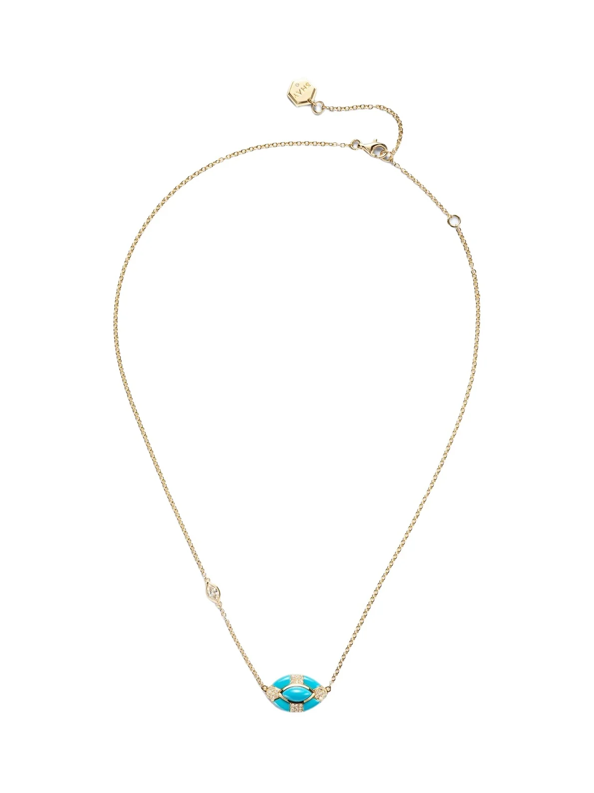 Riviera 18kt gold necklace with turquoise and diamonds