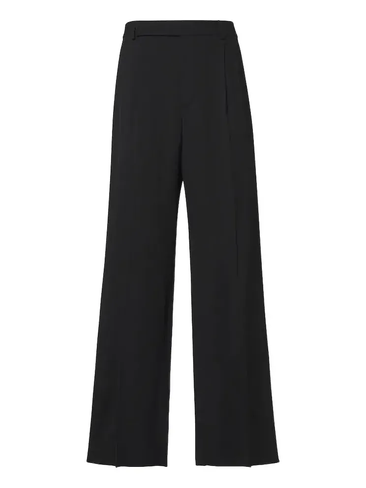 Striped wool-blend crêpe straight pants Striped wool-blend crêpe straight pants