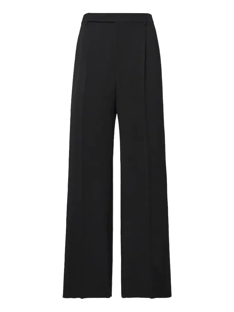 Wool gabardine wide-leg pants