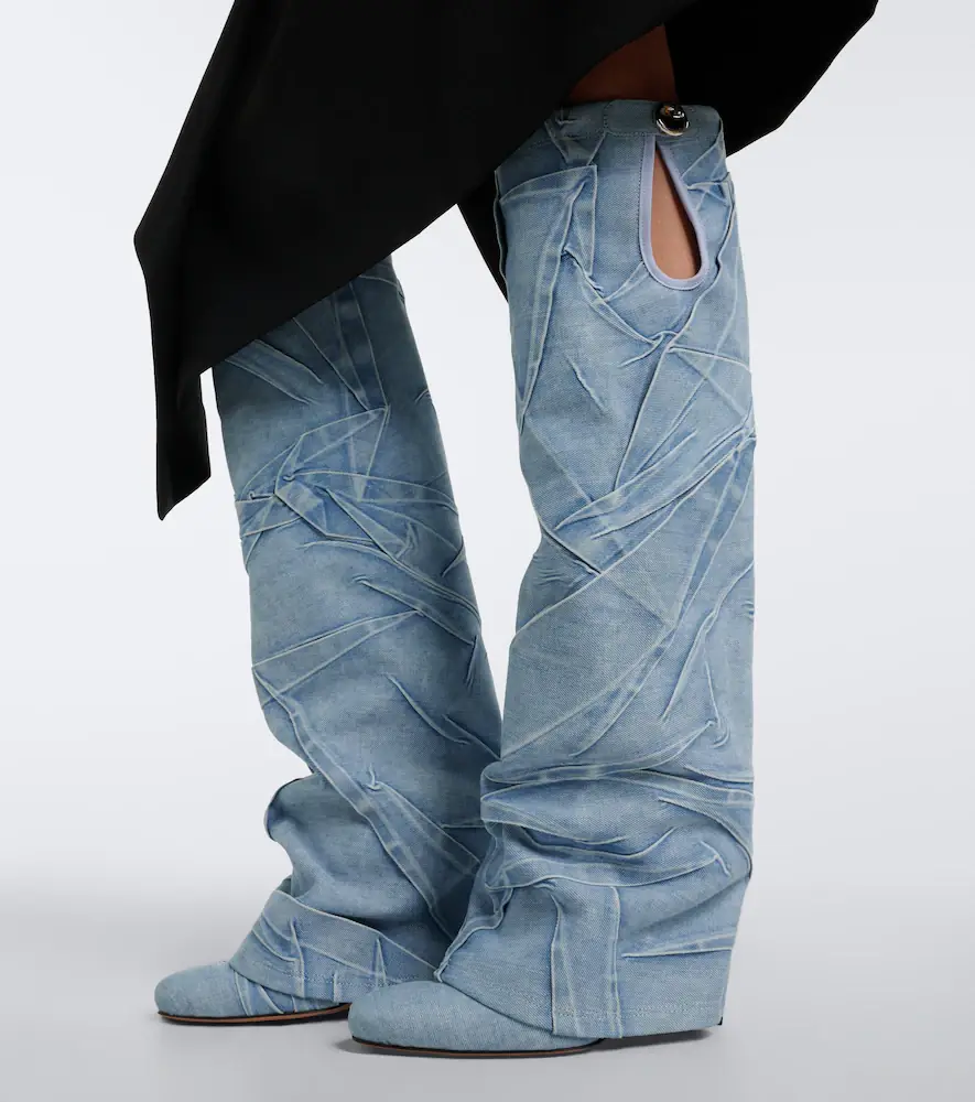 The Attico Leon denim knee-high boots | Thumbnail 6