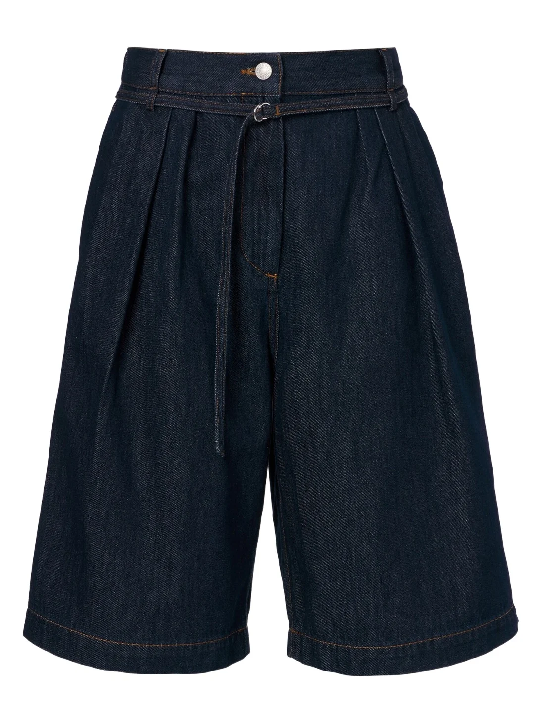 Belted denim shorts
