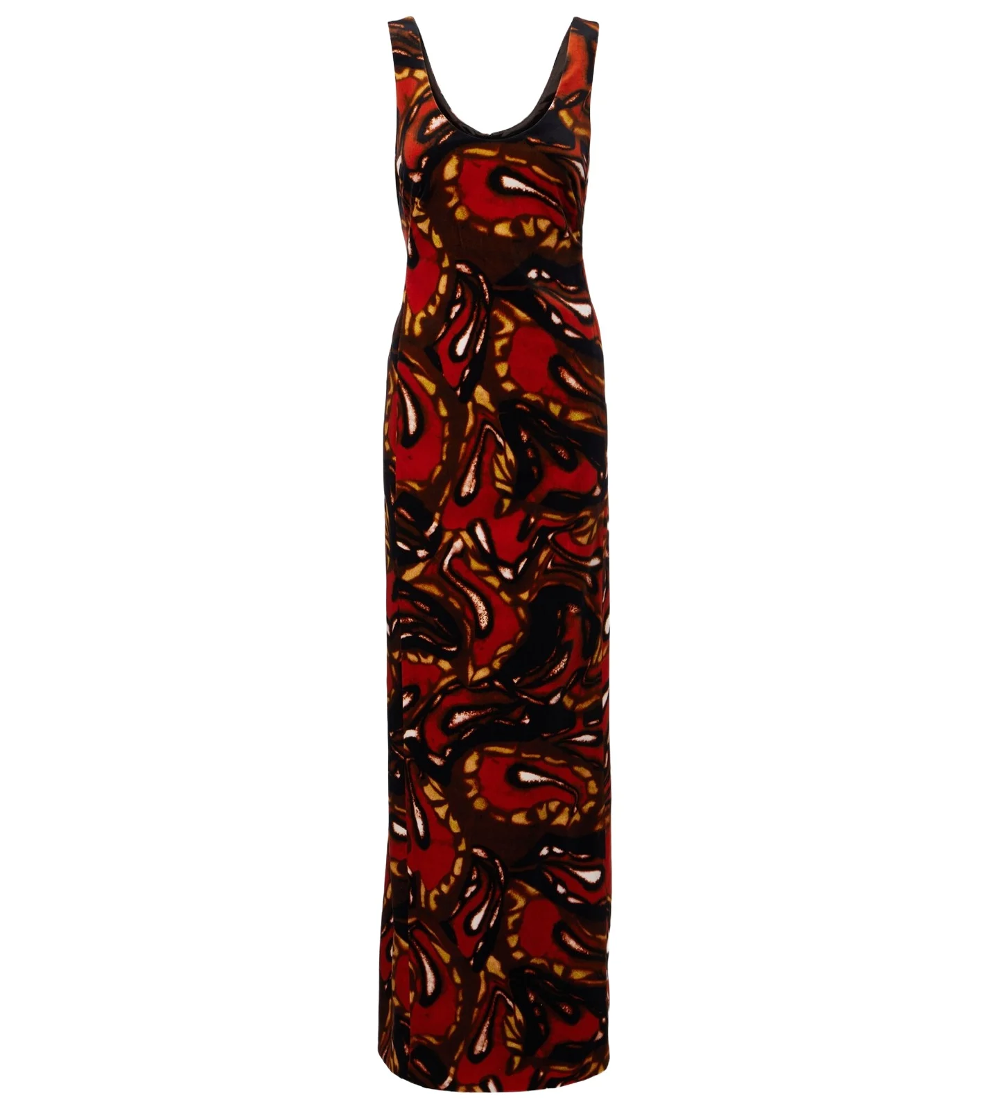 Printed cotton-blend velvet maxi dress Printed cotton-blend velvet maxi dress