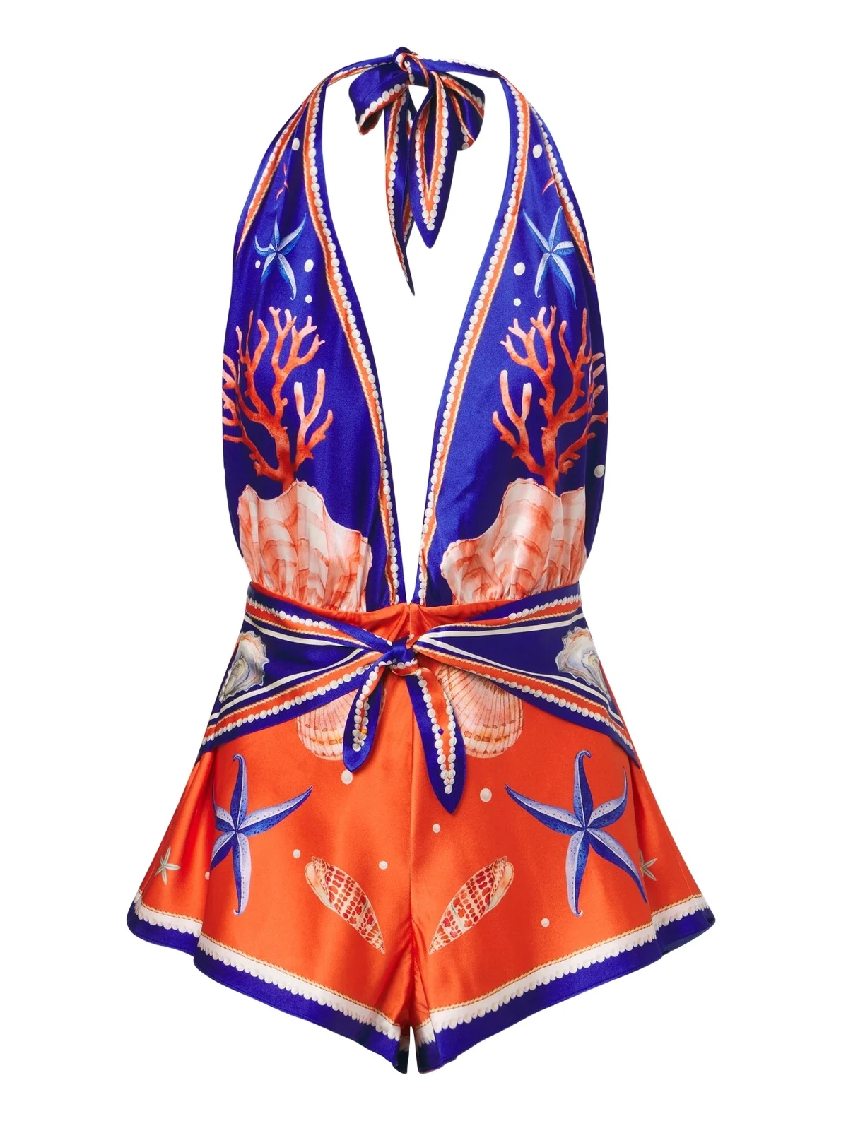 Retrofête Ledda printed silk-blend romper
