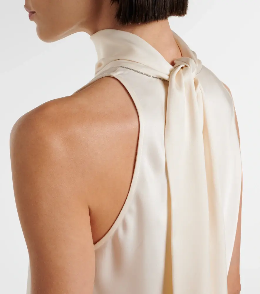 Brunello Cucinelli Asymmetric silk top | Thumbnail 3