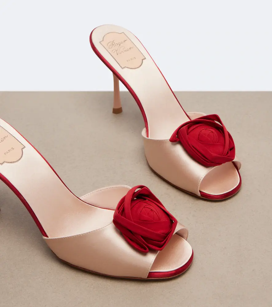 Roger Vivier Rose Vivier floral-appliqué satin mules | Thumbnail 2 Roger Vivier Rose Vivier floral-appliqué satin mules | Thumbnail 2