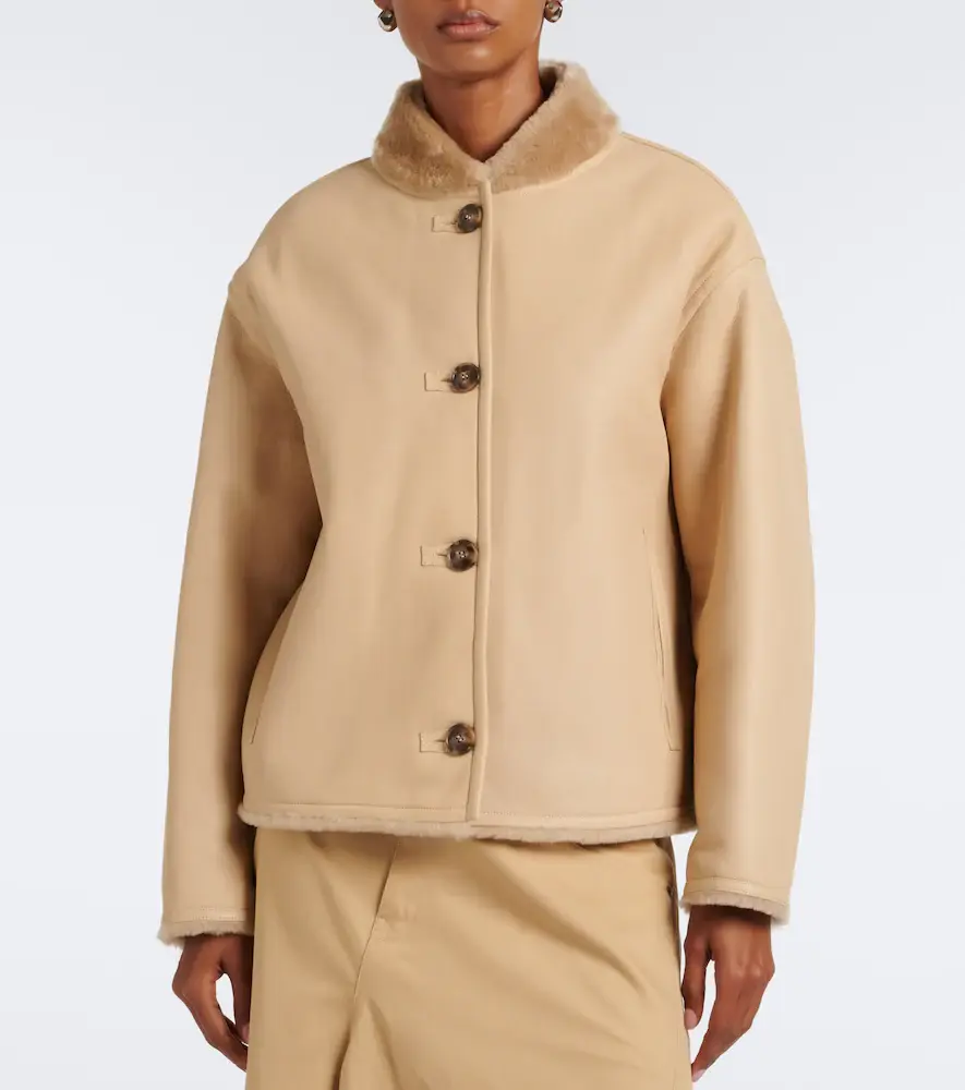Yves Salomon Reversible shearling-trimmed leather jacket | Thumbnail 5 Yves Salomon Reversible shearling-trimmed leather jacket | Thumbnail 5