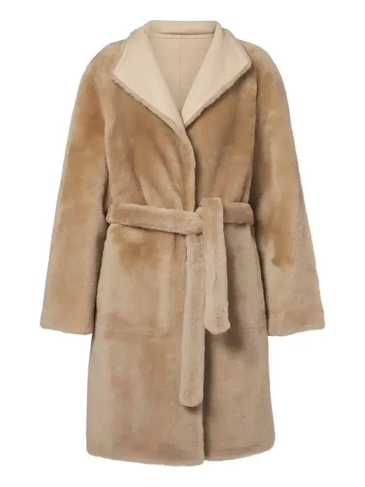 Reversible shearling coat