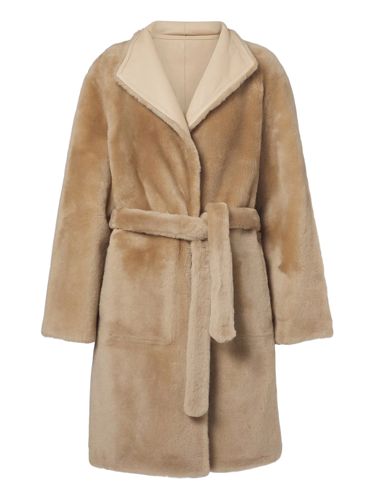 Reversible shearling coat