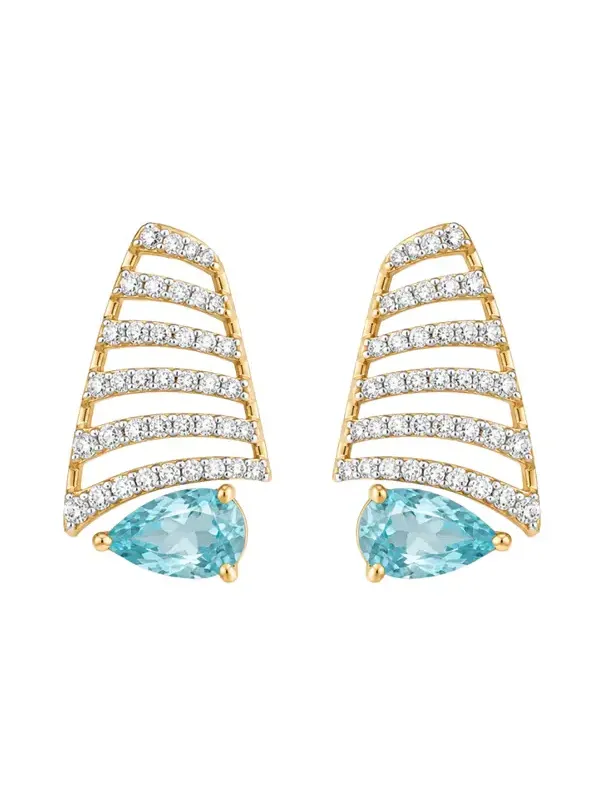 4.96ct Diamond Aquamarine 14K Gold Earrings
