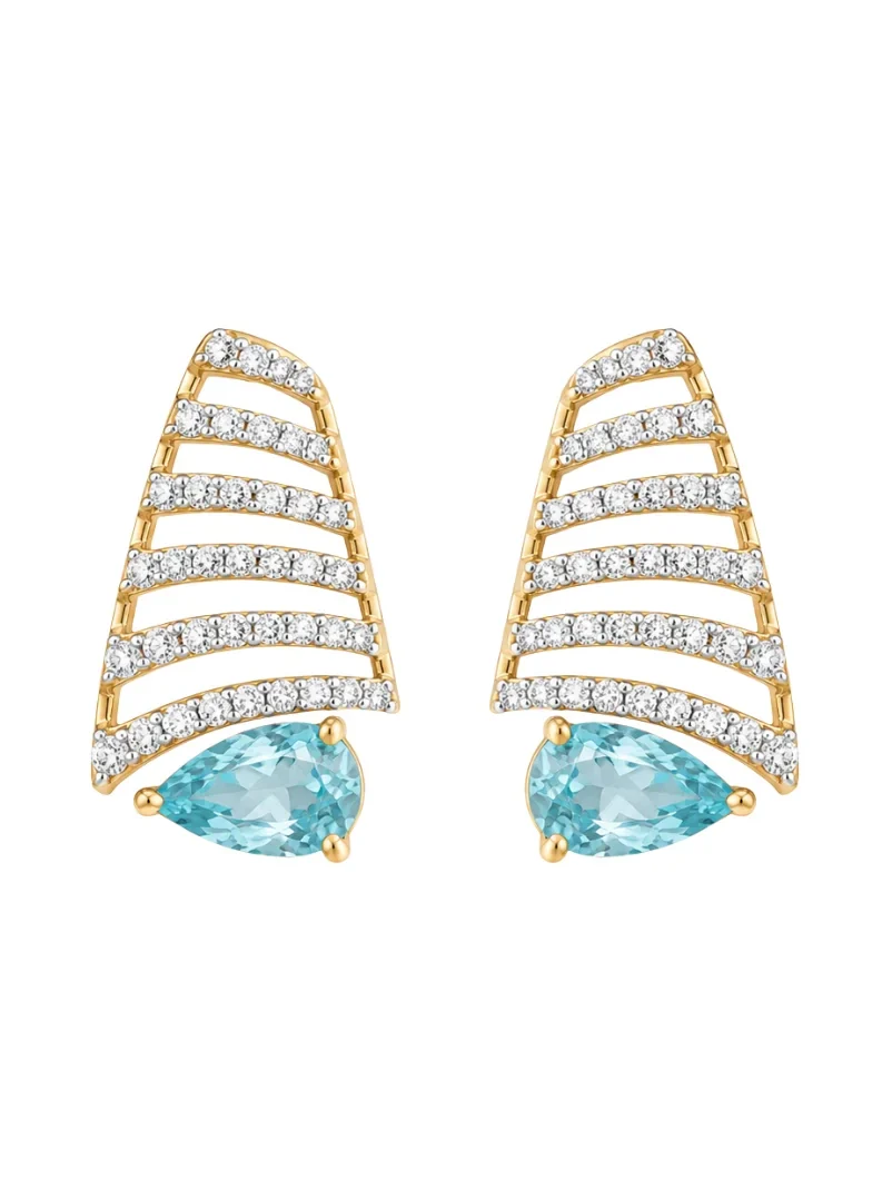 4.96ct Diamond Aquamarine 14K Gold Earrings 4.96ct Diamond Aquamarine 14K Gold Earrings