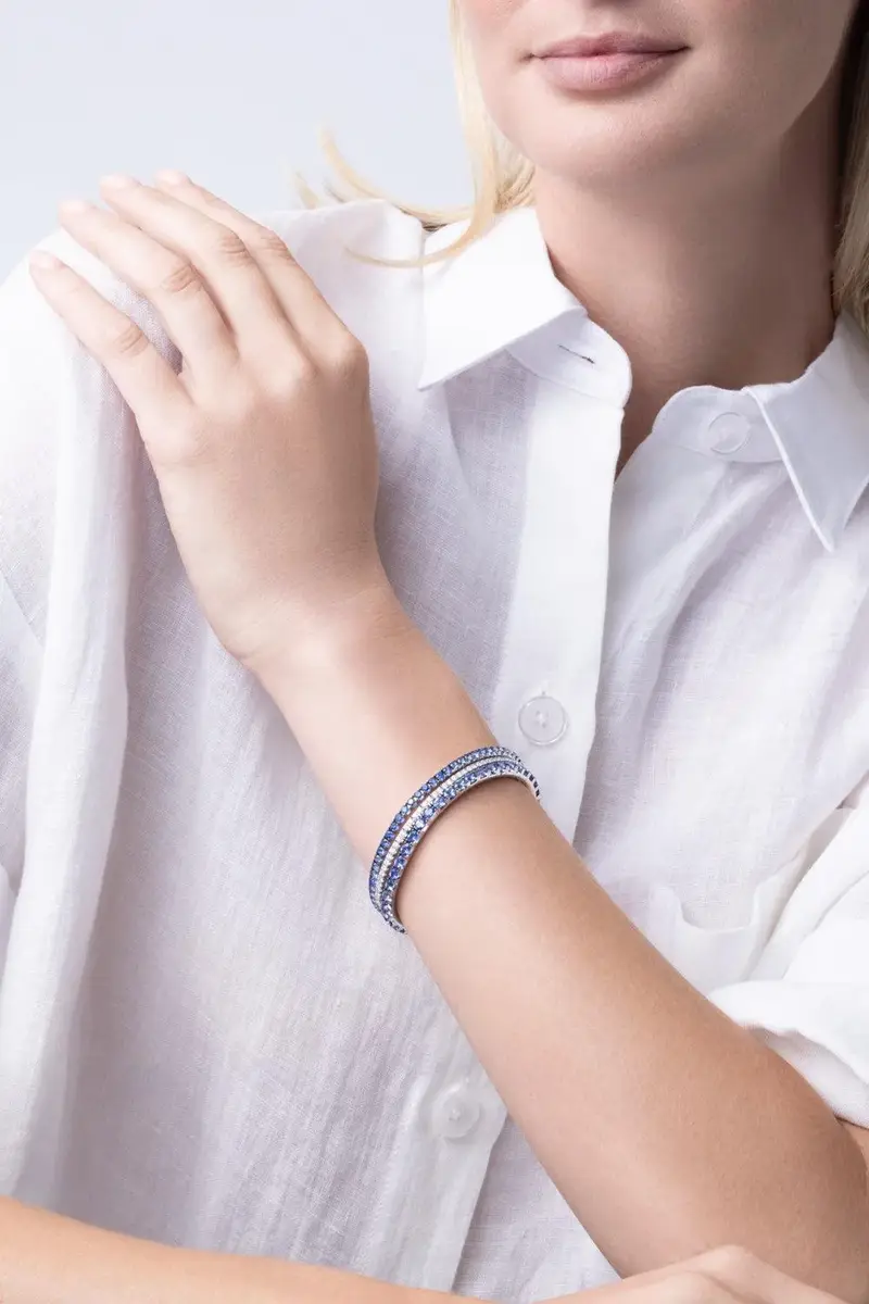 ROBERTO DEMEGLIO Blue Sapphire Tennis Stretch Bracelet | Thumbnail 2 ROBERTO DEMEGLIO Blue Sapphire Tennis Stretch Bracelet | Thumbnail 2