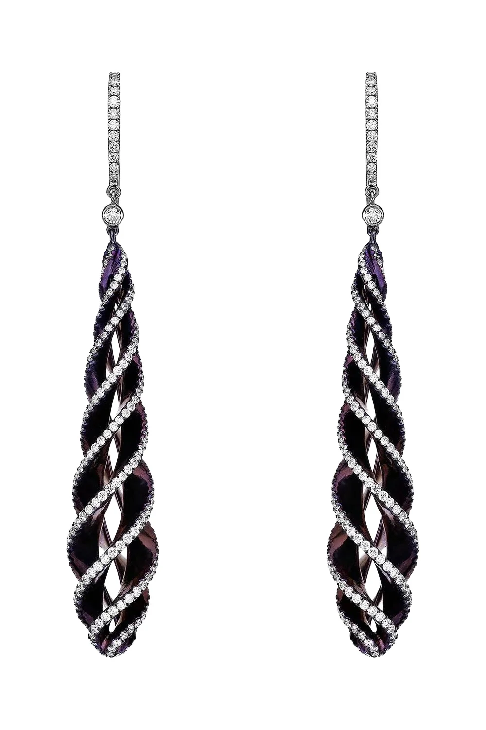 Diamond Purple Long Drop Elemento Earrings Diamond Purple Long Drop Elemento Earrings