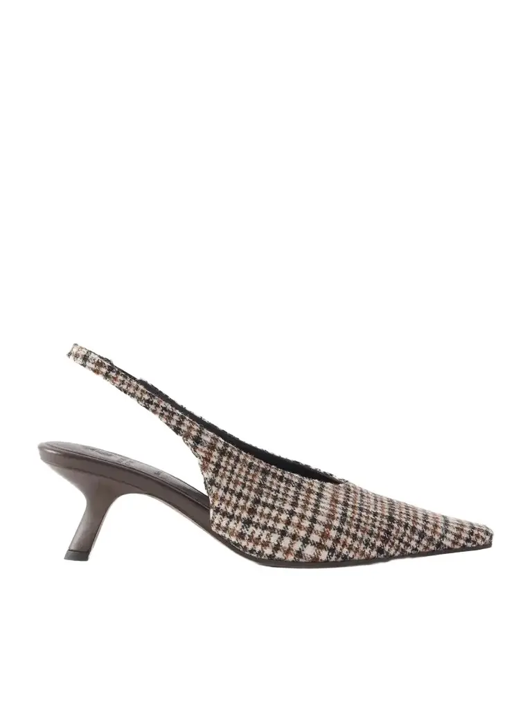 Brunello Cucinelli Checked Wool Slingback Pumps | Image 1 Brunello Cucinelli Checked Wool Slingback Pumps | Image 1