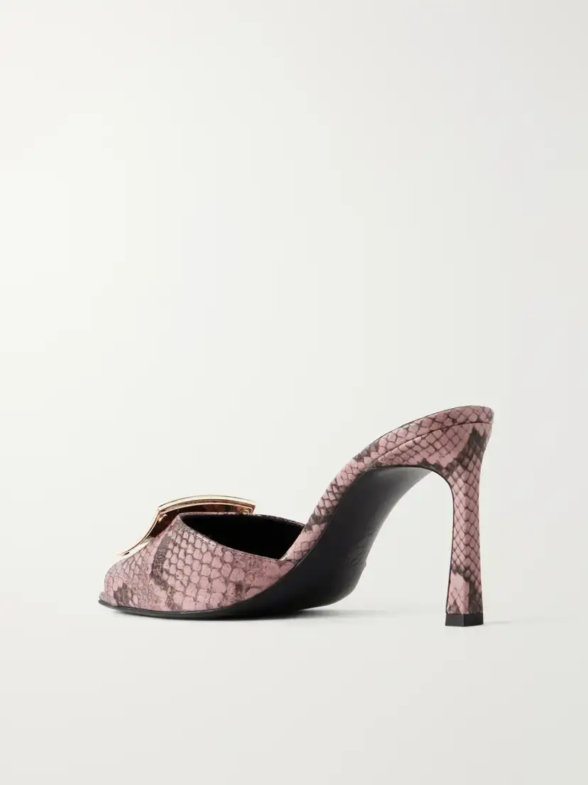 Roger Vivier Trompette 85 Embellished Snake-effect Leather Mules | Thumbnail 3