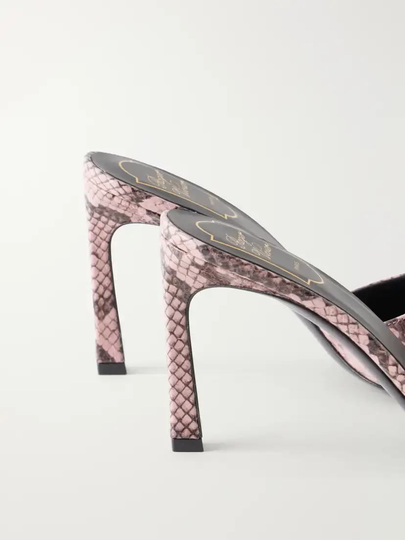 Roger Vivier Trompette 85 Embellished Snake-effect Leather Mules | Thumbnail 5