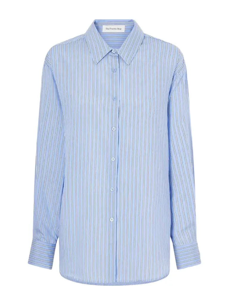 The Frankie Shop Peri Oversized Striped Georgette Shirt | Image 1 The Frankie Shop Peri Oversized Striped Georgette Shirt | Image 1