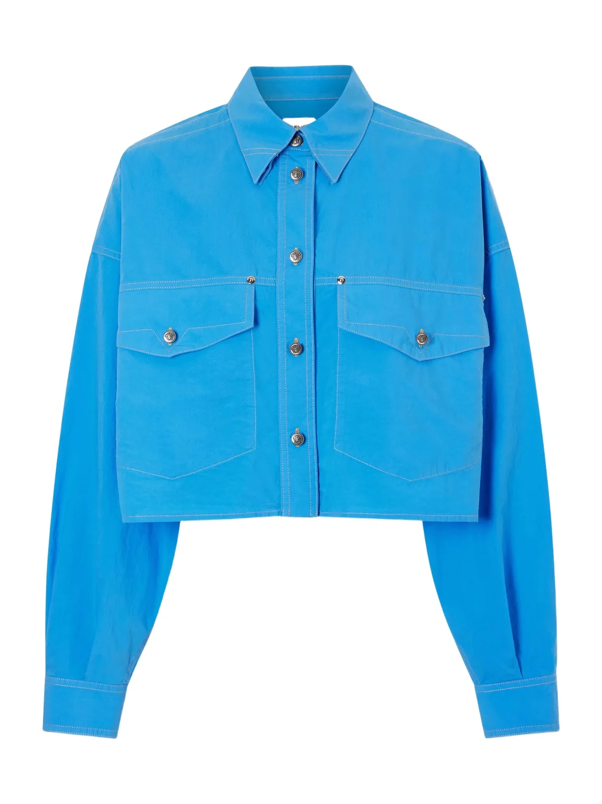 Medusa-embellished Cropped Cotton-poplin Shirt Medusa-embellished Cropped Cotton-poplin Shirt