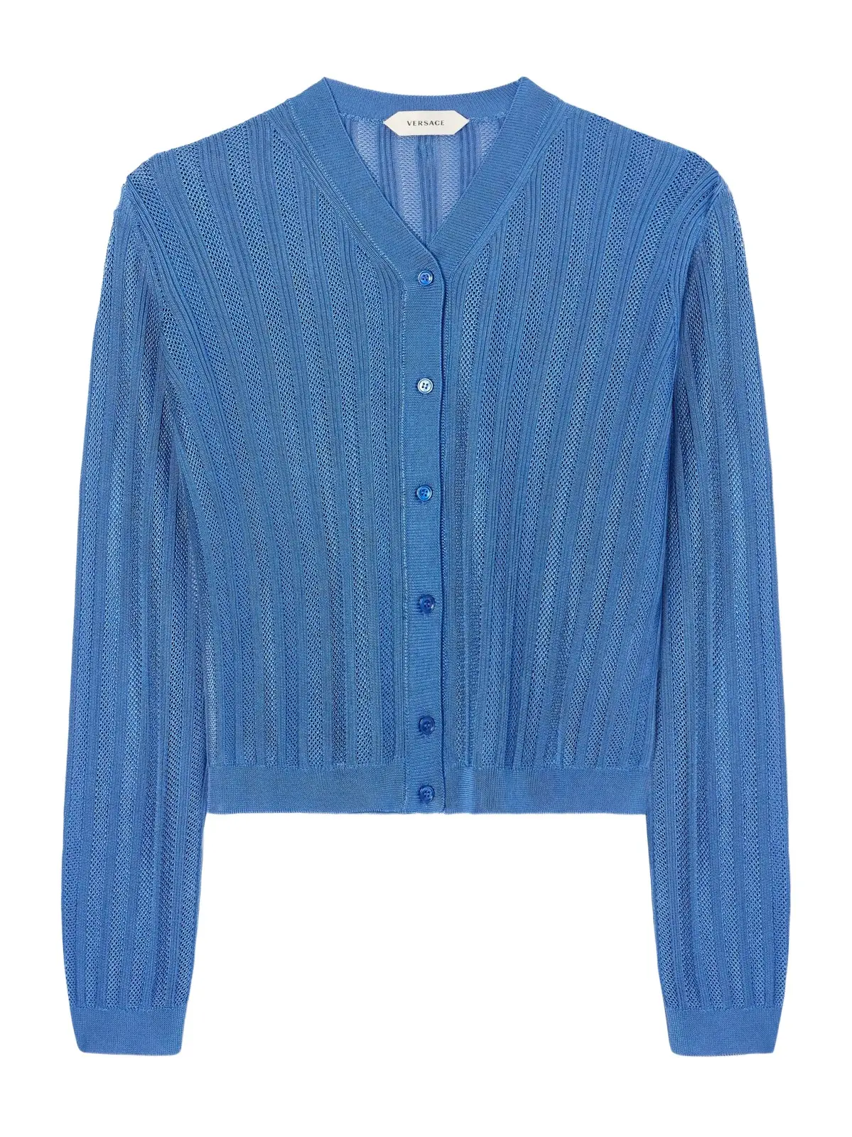 Medusa-embellished Ribbed Crochet-knit Cardigan Medusa-embellished Ribbed Crochet-knit Cardigan